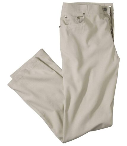 Men's Beige Cotton/Linen Trousers
