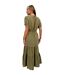 Womens/ladies Polyester Summer Maxi Dress Khaki Green AX Paris-3