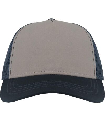 Atlantis Unisex Adult Rapper 5 Panel Canvas Recycled Trucker Cap (Gray/Navy) - UTAB566