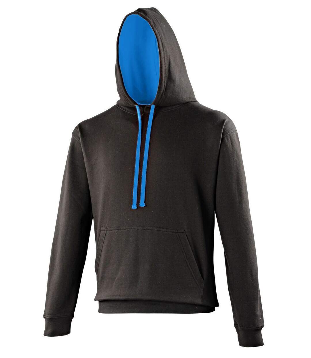 Sweat à capuche contrastée unisexe - JH003 - noir et bleu saphir