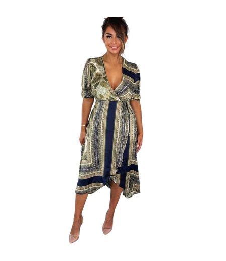 Robe Portefeuille Motif/style Imprimé Foulard Femme 36 Fr Vert Kaki Imprimé Ax