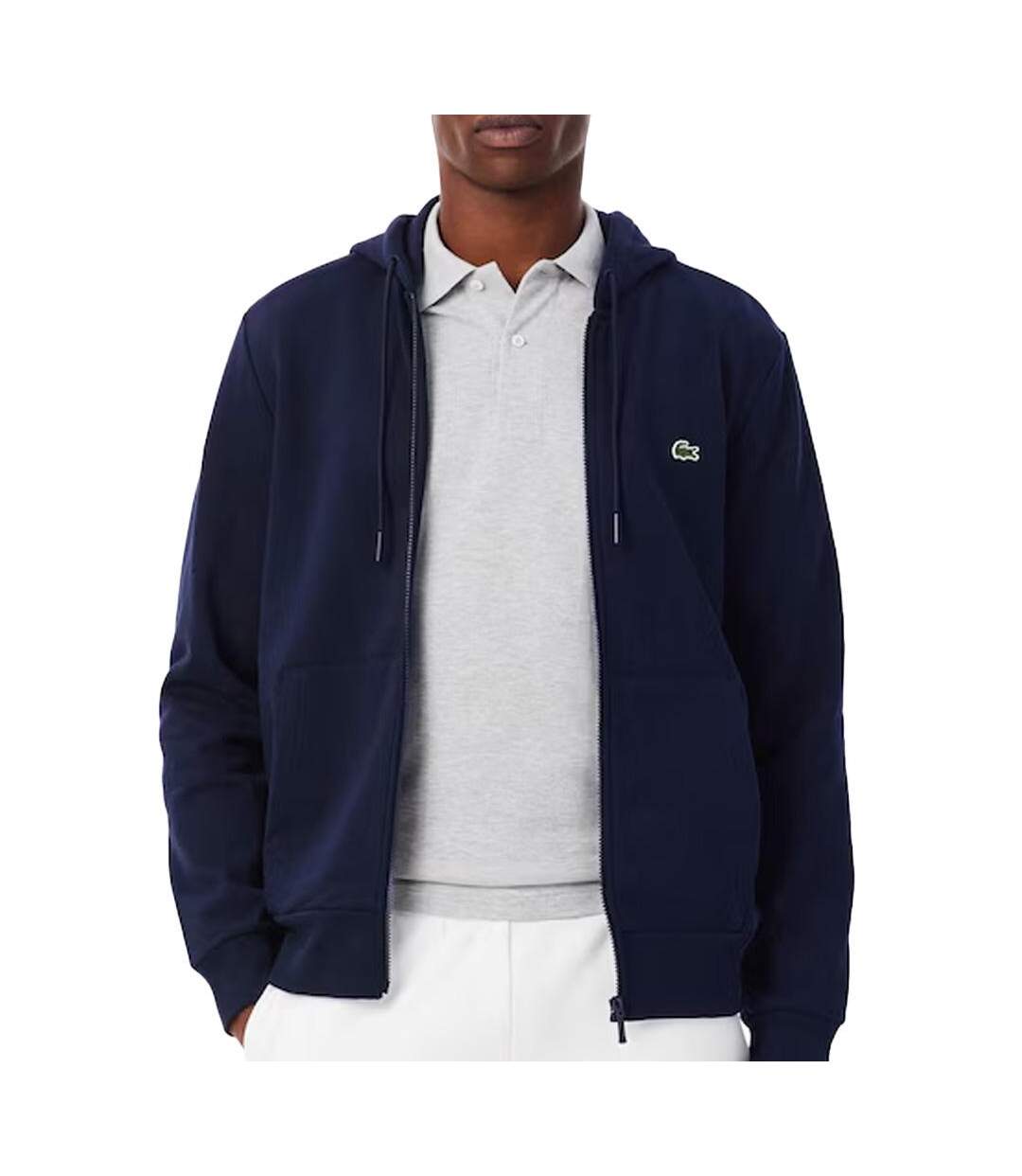 Sweat zippé marine homme lacoste zipped-1