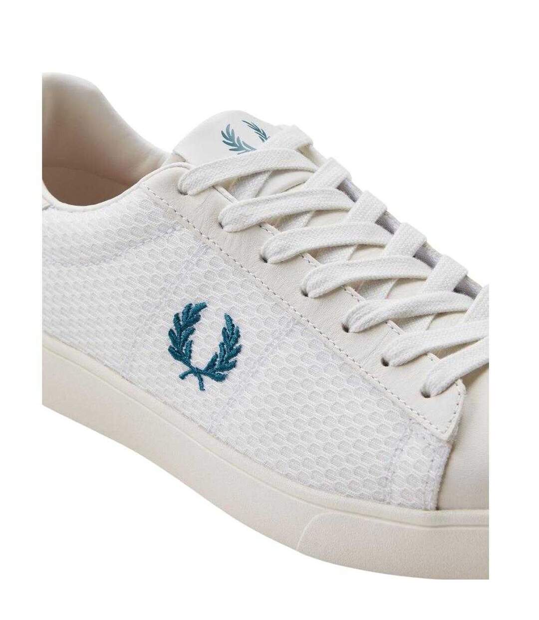 Mens Laurel Wreath Logo Leather Trainers White Fred Perry-4