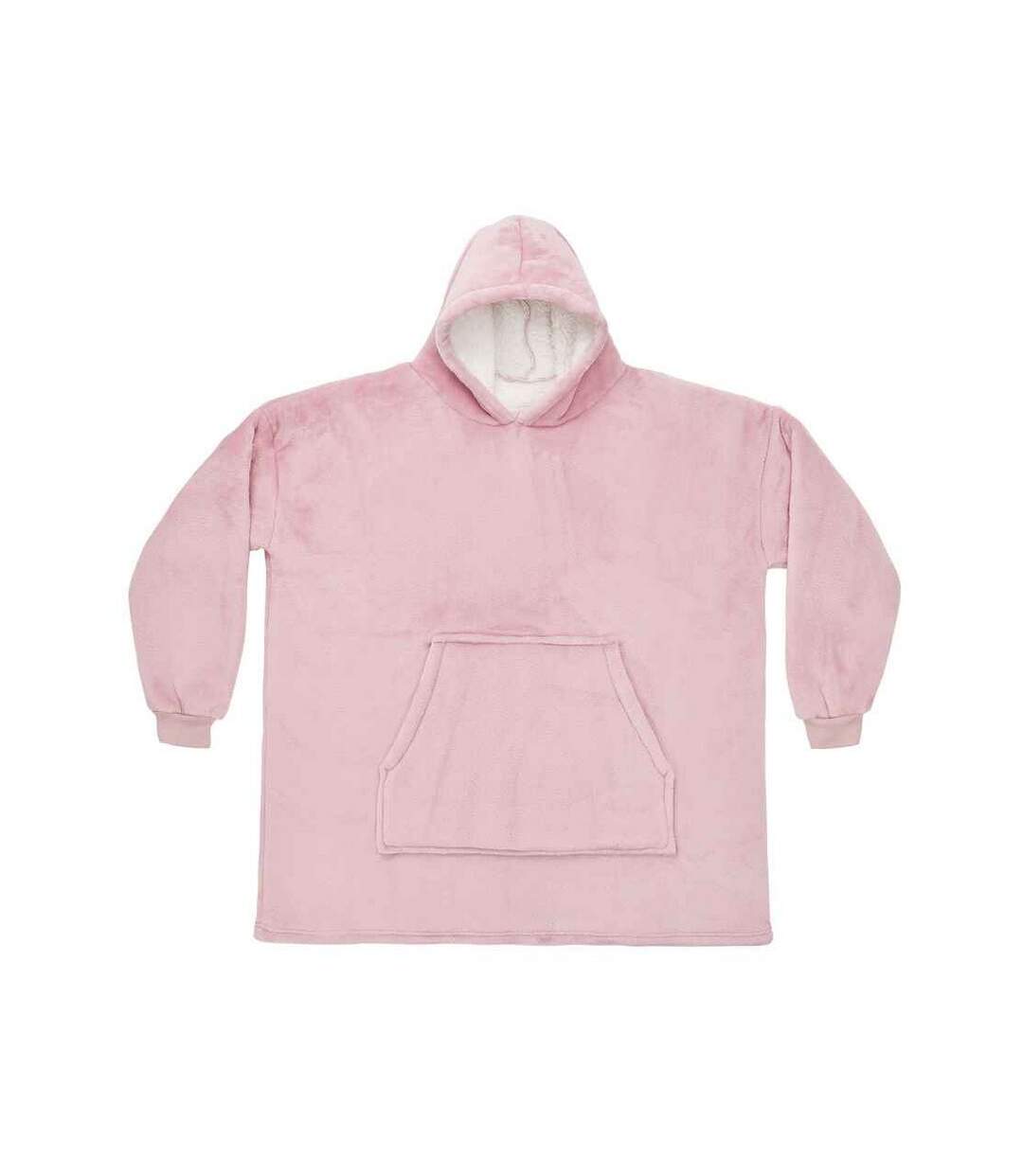 Unisex adult sherpa fleece hoodie blush pink Brand Lab-1