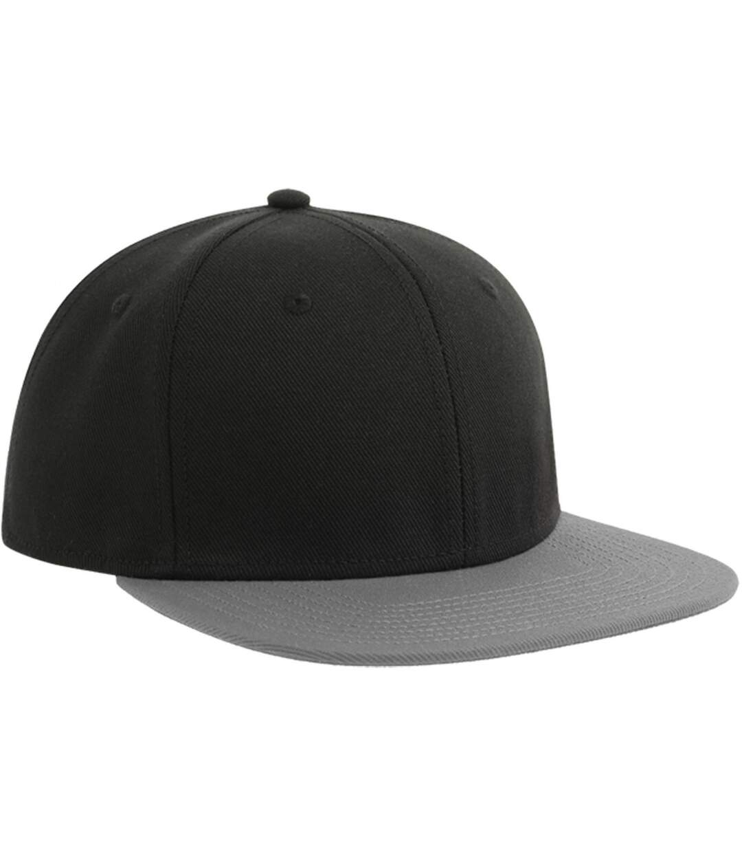 Contrast Sustainable Flat Peak Snapback Cap Black Grey Atlantis-1