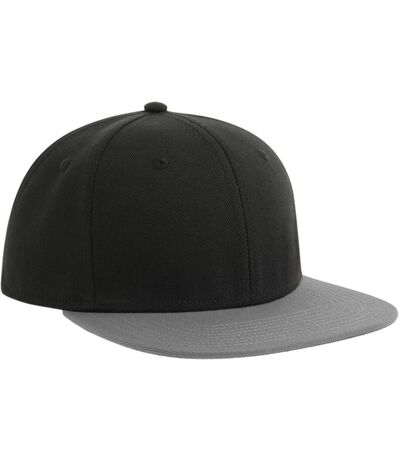 Contrast Sustainable Flat Peak Snapback Cap Black Grey Atlantis