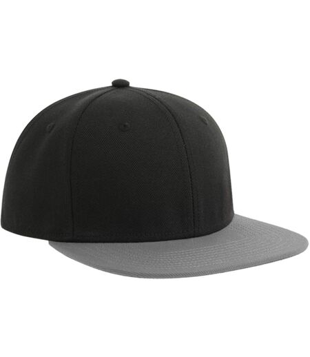 Contrast Sustainable Flat Peak Snapback Cap Black Grey Atlantis