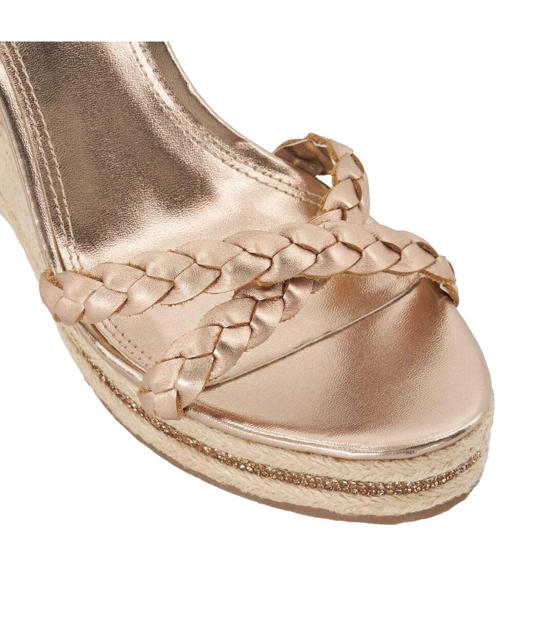 Sandales À Talons Compensés Style Embelli Khai Femme Rose Doré Dune London-4