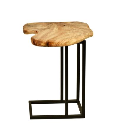 Table basse fait main en bois motif floral EMO