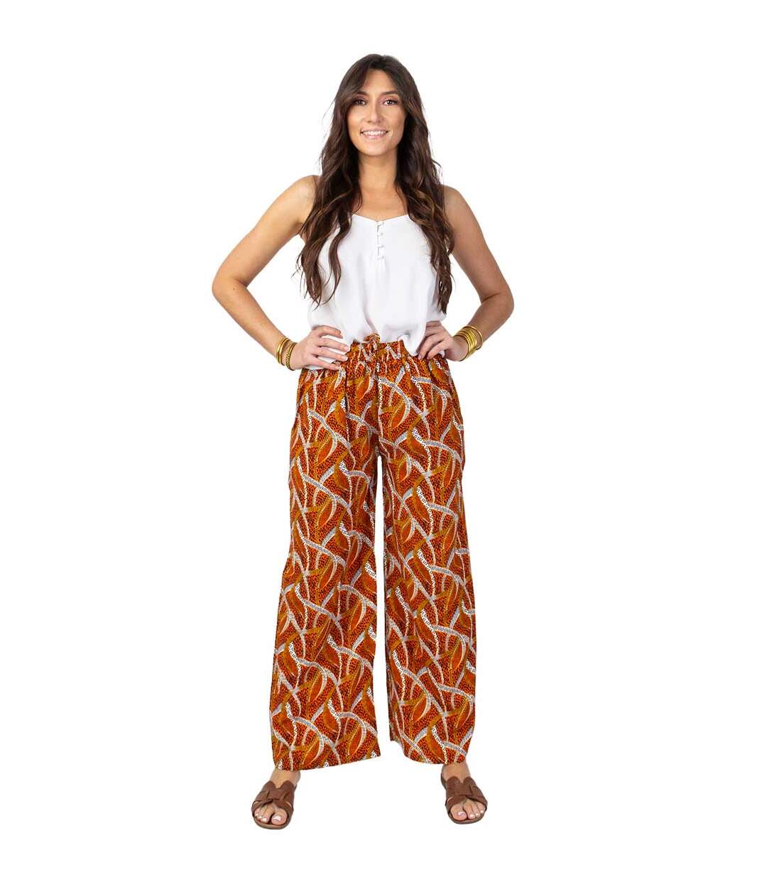 Pantalon femme ethnique MILLY orange Coton Du Monde-1