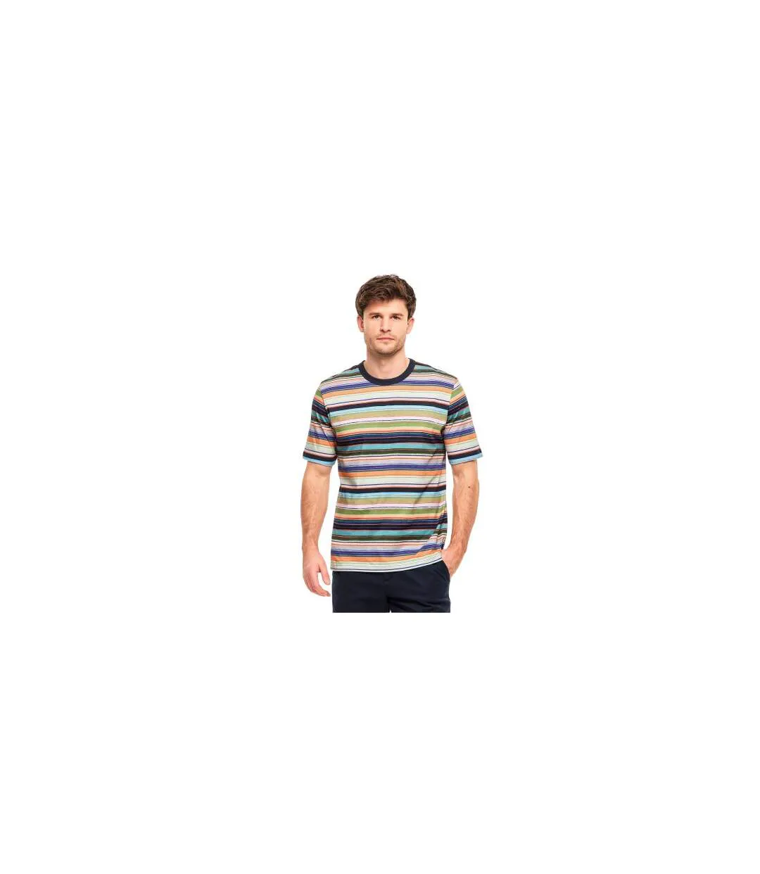 Mens Multi Stripe Cotton Regular T-shirt Multicoloured Paul Smith-1