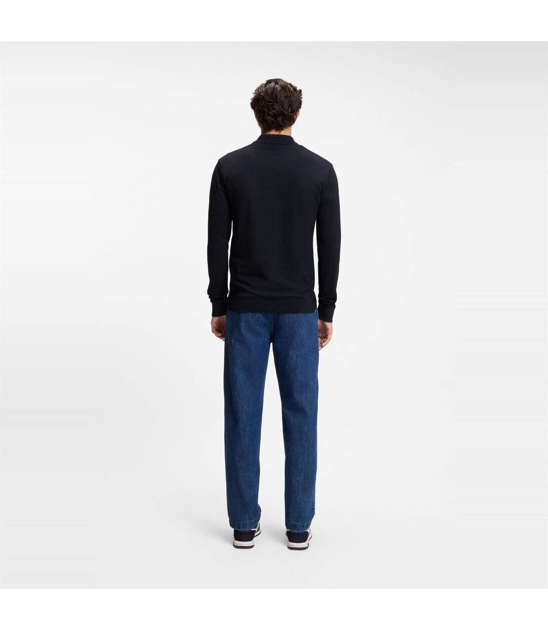 Mens Passerby Logo Long-sleeved Polo Shirt Dark Blue Boss-3
