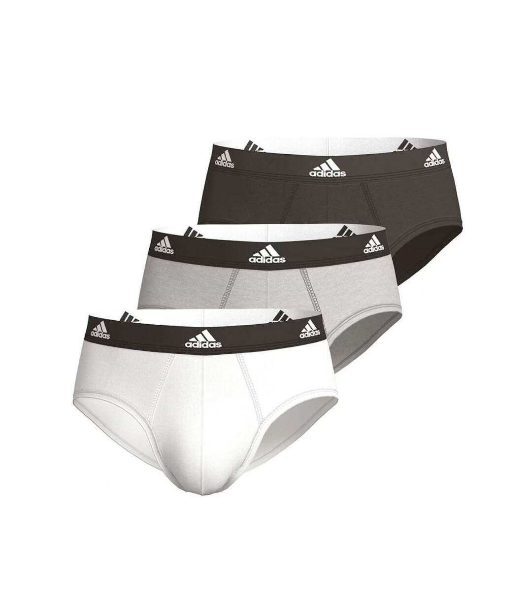 ADIDAS Lot de 3 Slips Homme Coton ACTIVE FLEX3 Blanc Gris Noir-1