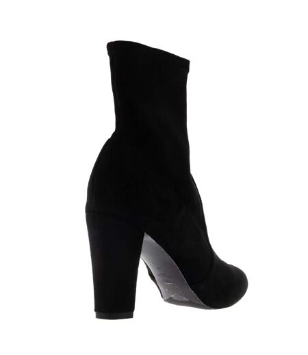 Womens/ladies oty suede heeled ankle boots black Dune London
