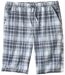 Men's Grey & Turquoise Checked Canvas Shorts  