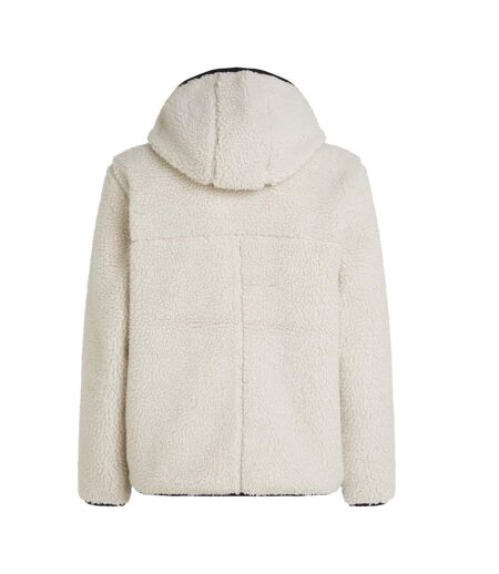 Mens Badge Teddy Fleece Cardigan Beige Tommy Hilfiger