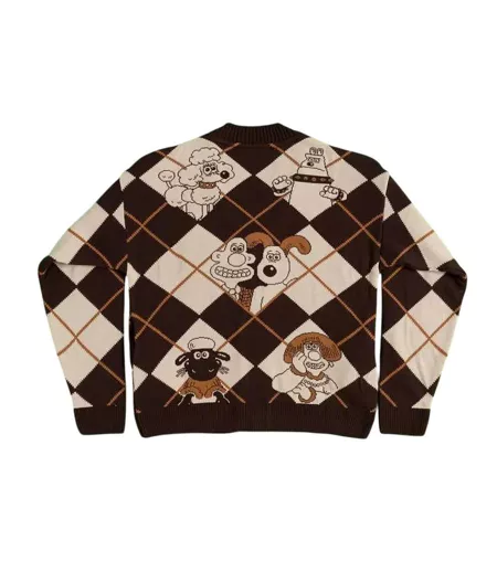 Cardigan Adulte Beige Marron Wallace And Gromit
