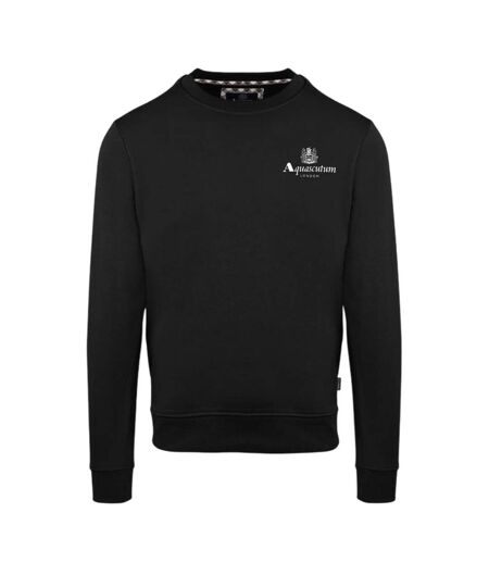 Mens Small Logo Crew Neck Long-sleeved Sweatshirt Black Aquascutum