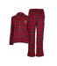 Womens/ladies Plaid Collared Long Pyjama Set Red Ralph Lauren-1