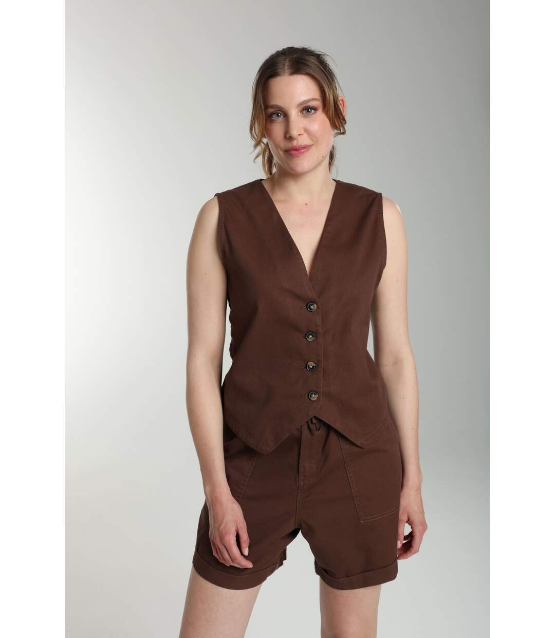 Gilet Sans Manches Structure A Boutons Femme Delice  | Gerard Pasquier Avec Col-v | Gerard Pasquier-2
