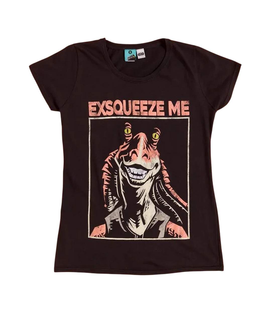 T-shirt Motif Jar Jar Binks Exsqueeze Me Adulte Noir Star Wars-1