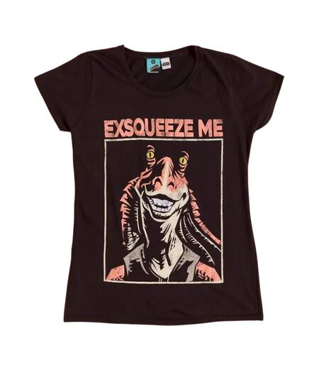 T-shirt Motif Jar Jar Binks Exsqueeze Me Adulte Noir Star Wars