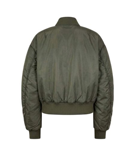 Womens/ladies Ferida Satin Padded Bomber Jacket Mid Green Hugo