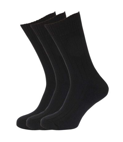 Mens Wool Blend Socks With Wool Padded Sole (Pack Of 3) (Black) - UTMB156