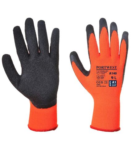Portwest Unisex Adult A140 Thermal Latex Grip Gloves (Orange/Black) (M ...