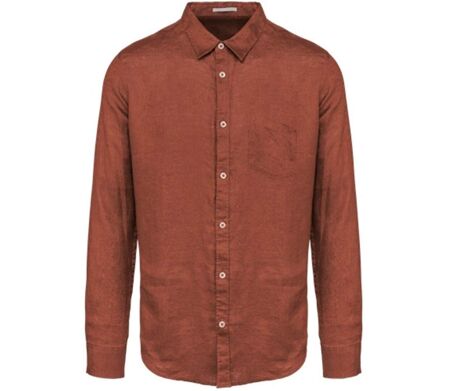 Chemise en lin - Homme - PATS504 - marron burn brick