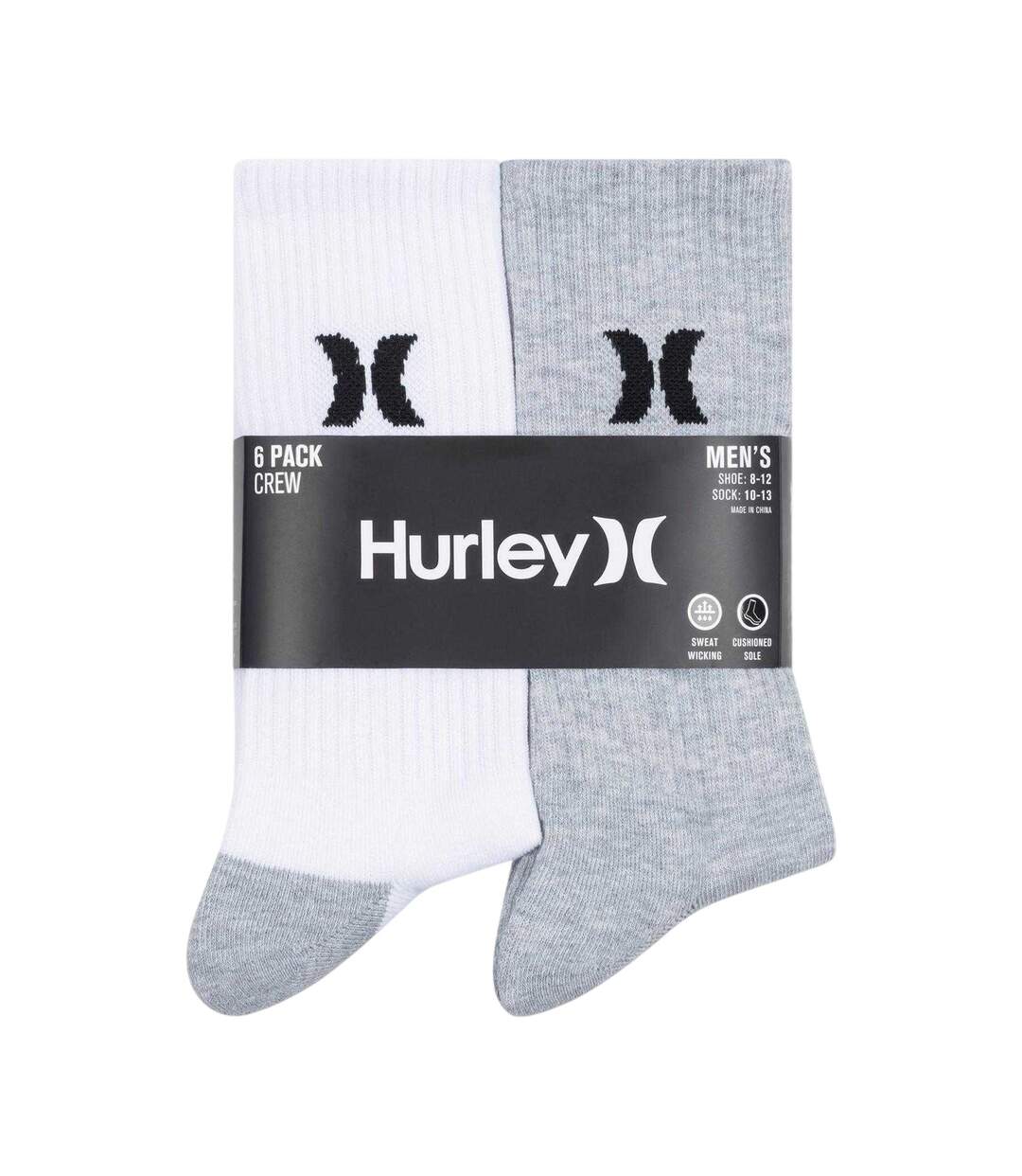 Pack Of 6  Mens Crew Socks  Multicoloured Hurley-2