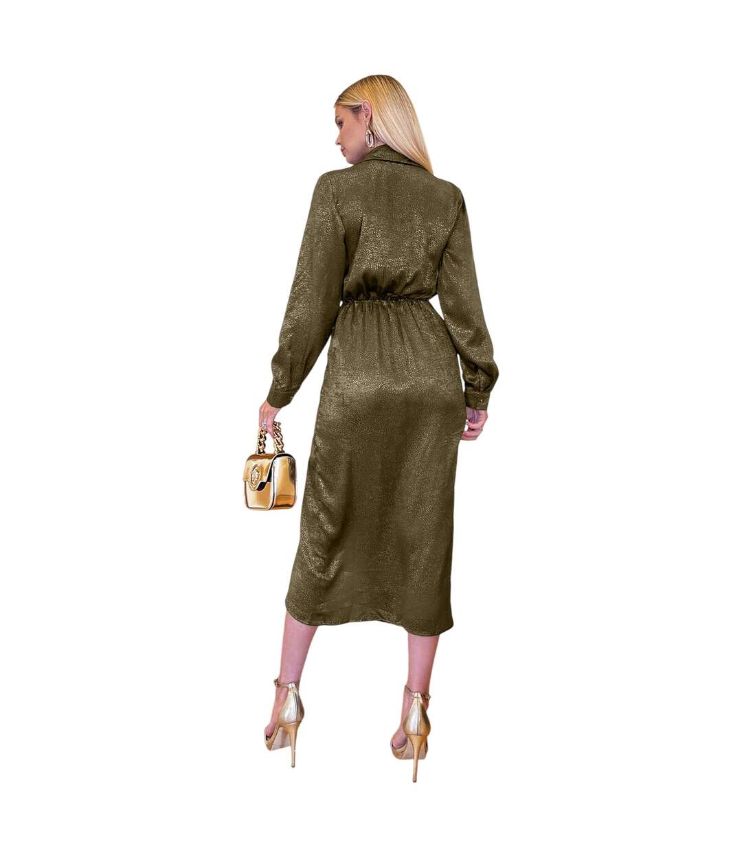 Robe Portefeuille Motif/style Mi-longue Femme Kaki AX Paris-3