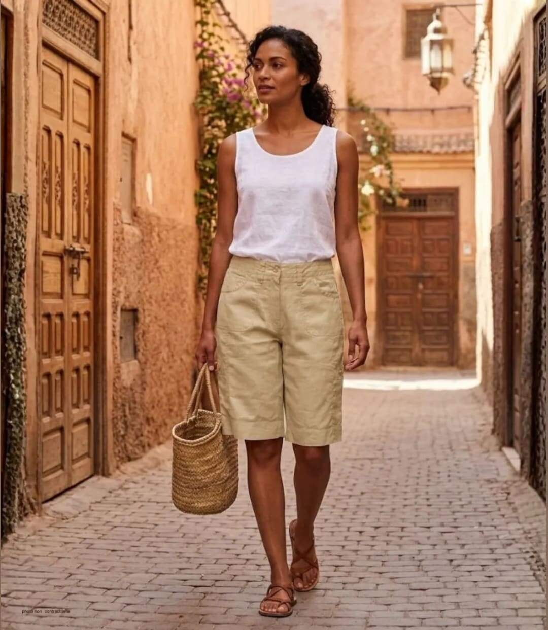 MAYFLOWER BELLAB - Bermuda en lin et coton Beige : la touche de chic naturel-5