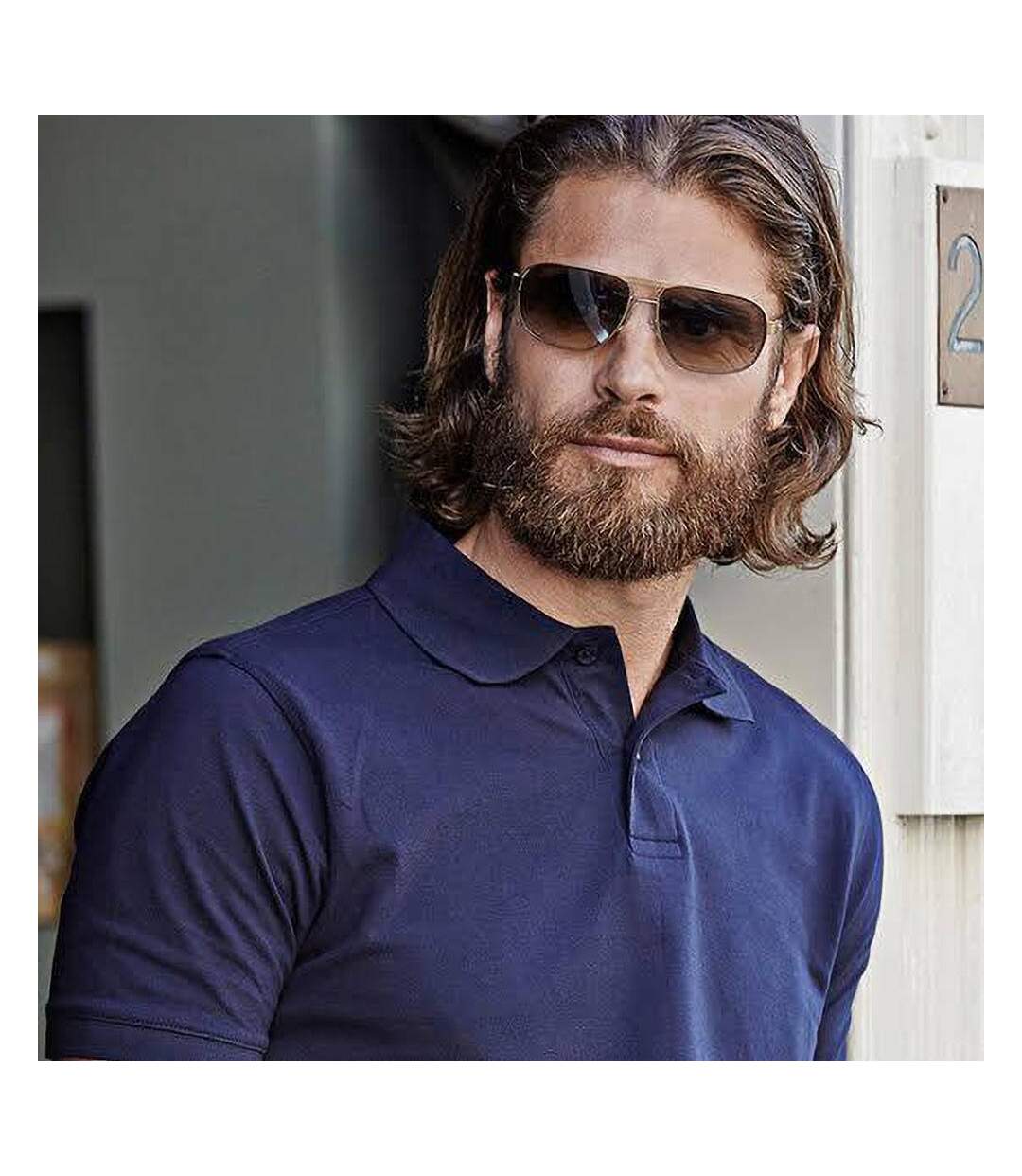 Polo À Manches Courtes Homme Bleu Marine Tee Jays-4