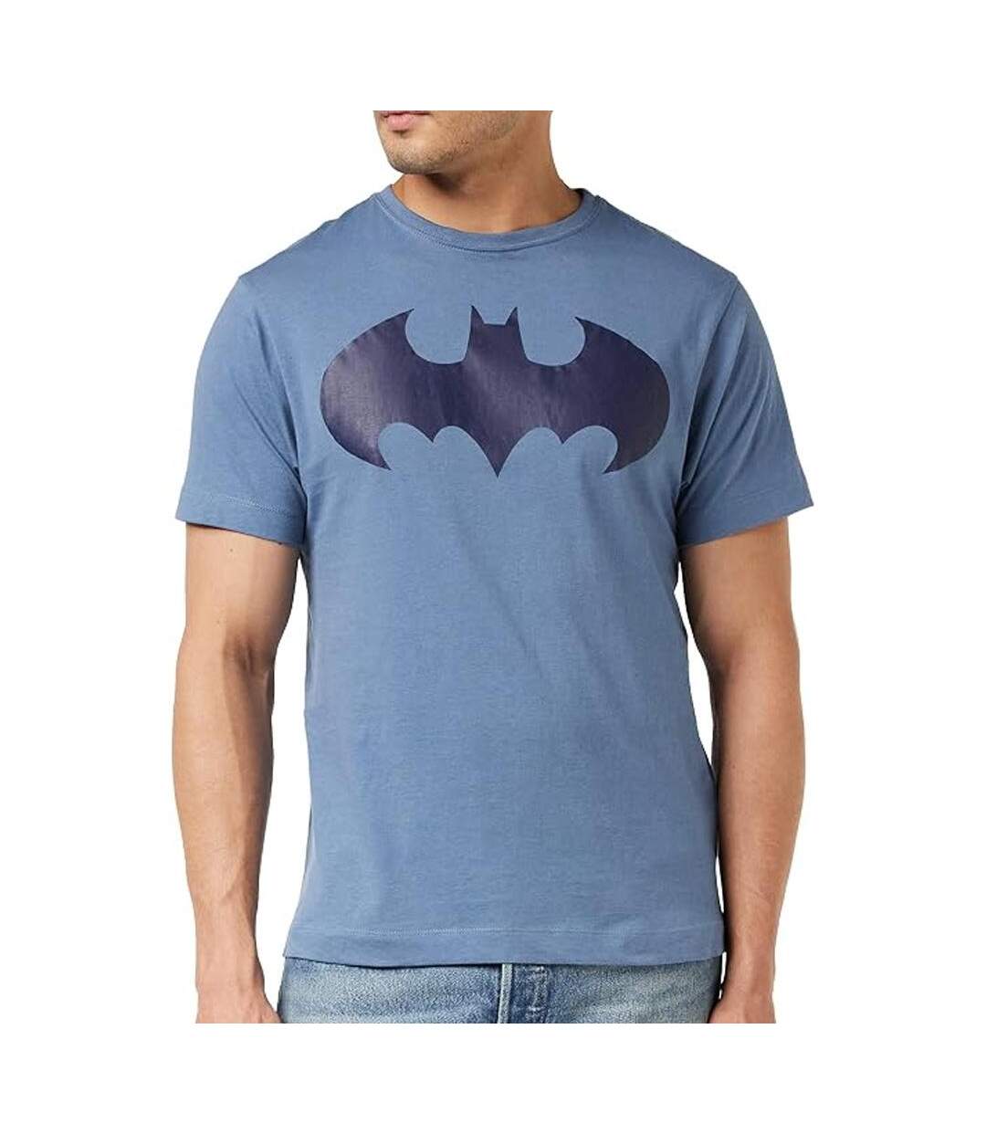 T-Shirt bleu homme dc comics  mono batman-1