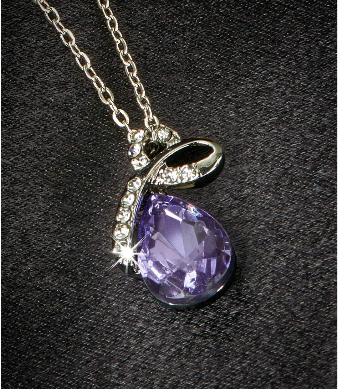 Collier Goutte de Cristal et son Noeud Scintillant