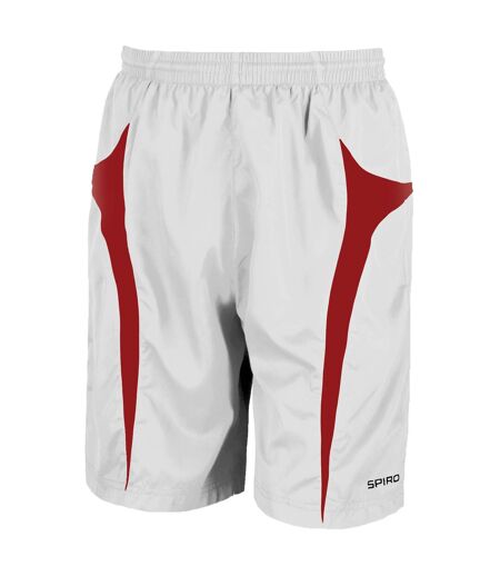 Spiro Mens Micro-Team Sports Shorts (White/Red)