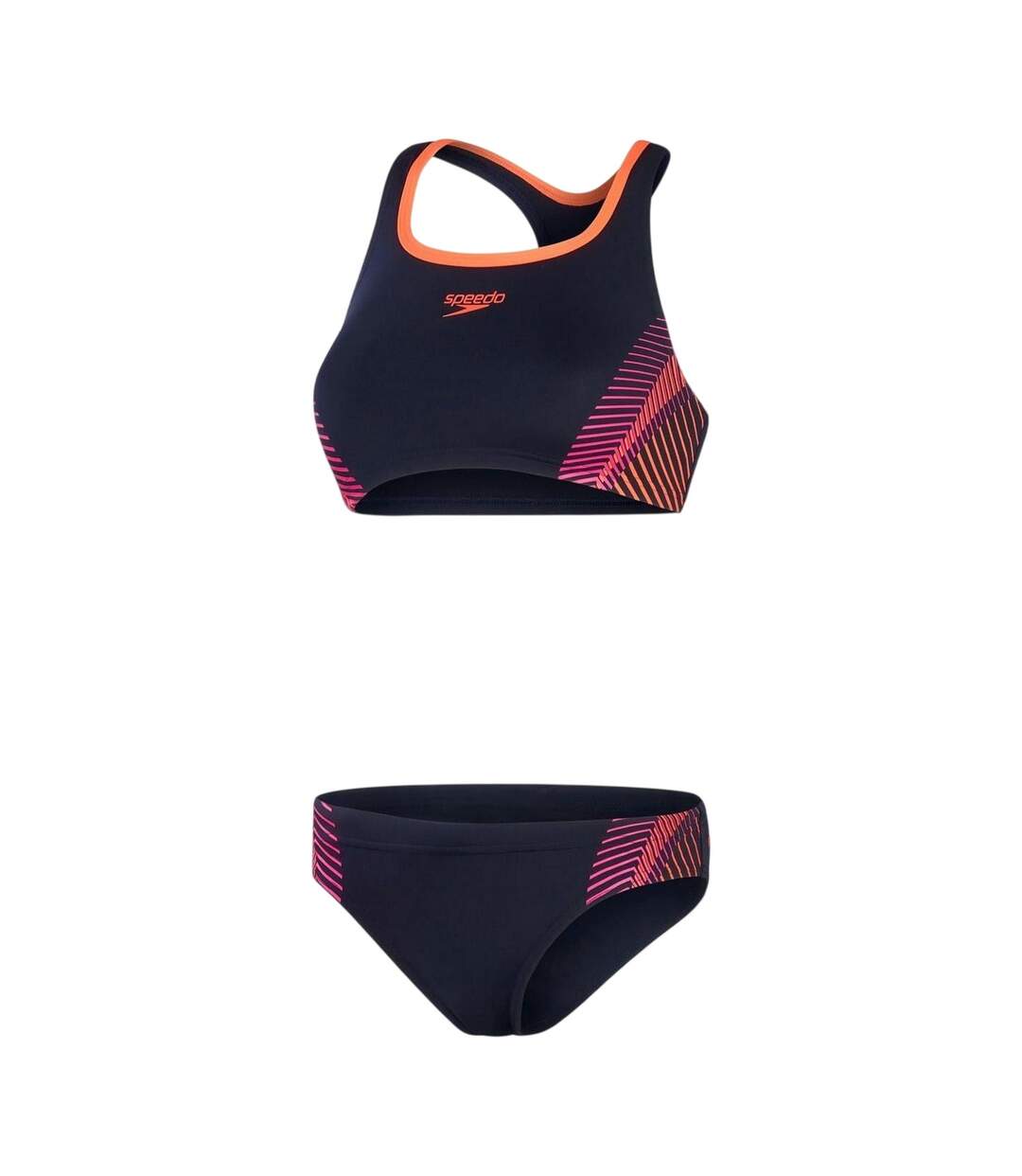 Maillot De Bain 2 Pièces Motif/style À Rayures Femme Bleu Marine Rose À Rayures Speedo-2