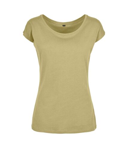 Build Your Brand Womens/Ladies Wide Neck T-Shirt (Sand)