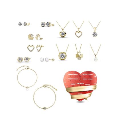 Calendrier de l'avent Coffret coeur - 14 bijoux - Cristal d'Autriche et Perles