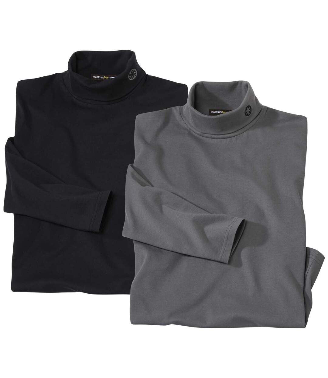 Pack of 2 Men's Turtleneck Tops - Black, Grey-1