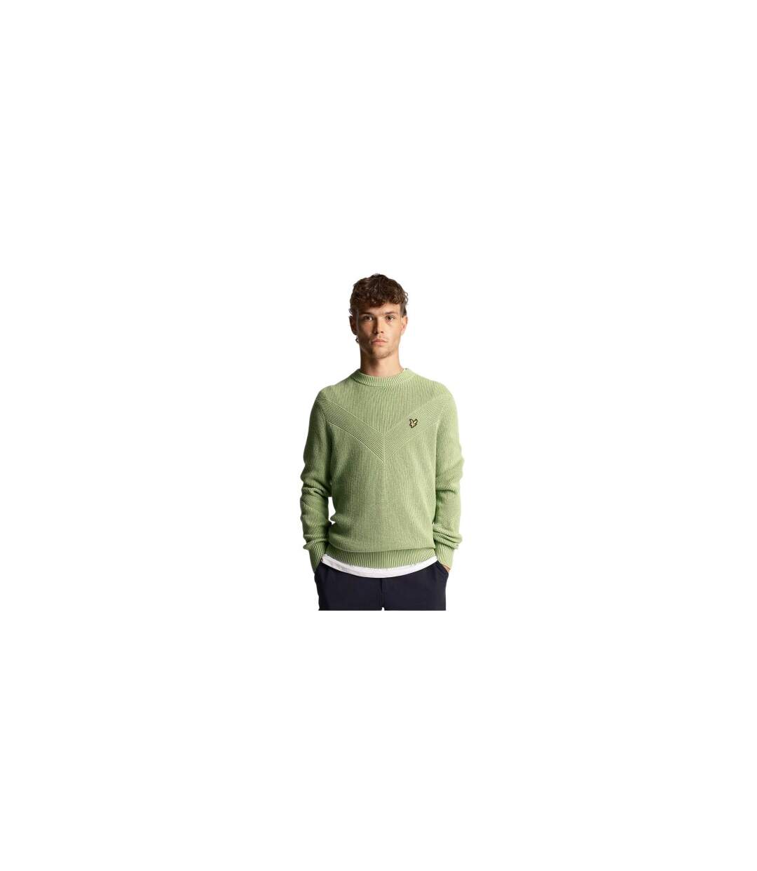Mens Chevron Crew Neck Sweatshirt Green Lyle & Scott-1