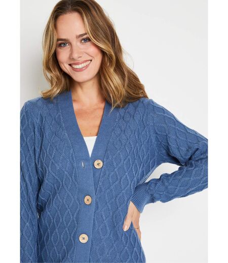 Gilet long boutonné torsades col V