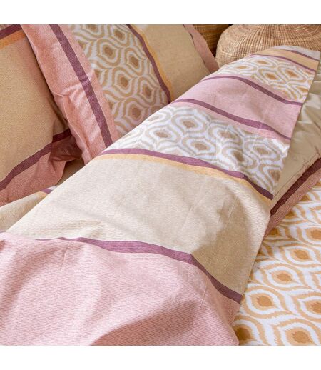Drap plat 100% coton INOUK rose/beige