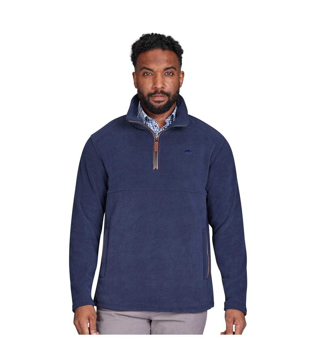 Mens fleece jumper navy Raging Bull-1