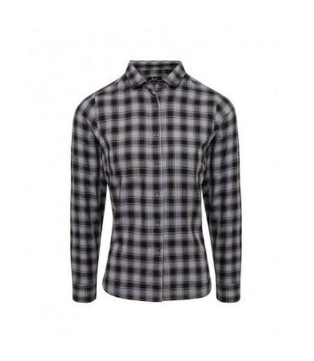 Premier Womens/Ladies Mulligan Check Long Sleeve Shirt (Steel/Black) - UTPC3104
