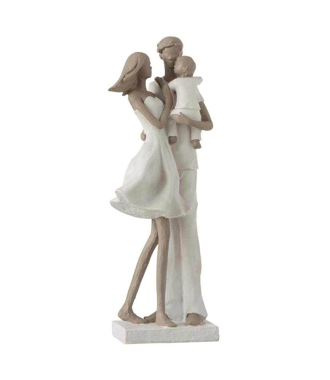 Statuette Déco Couple avec Enfant 31cm Blanc-1
