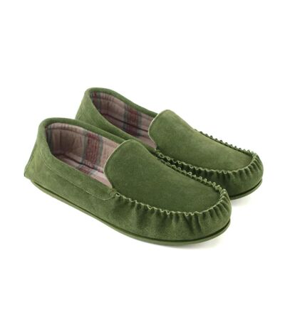 Mens harris suede moccasins olive Eastern Counties Leather