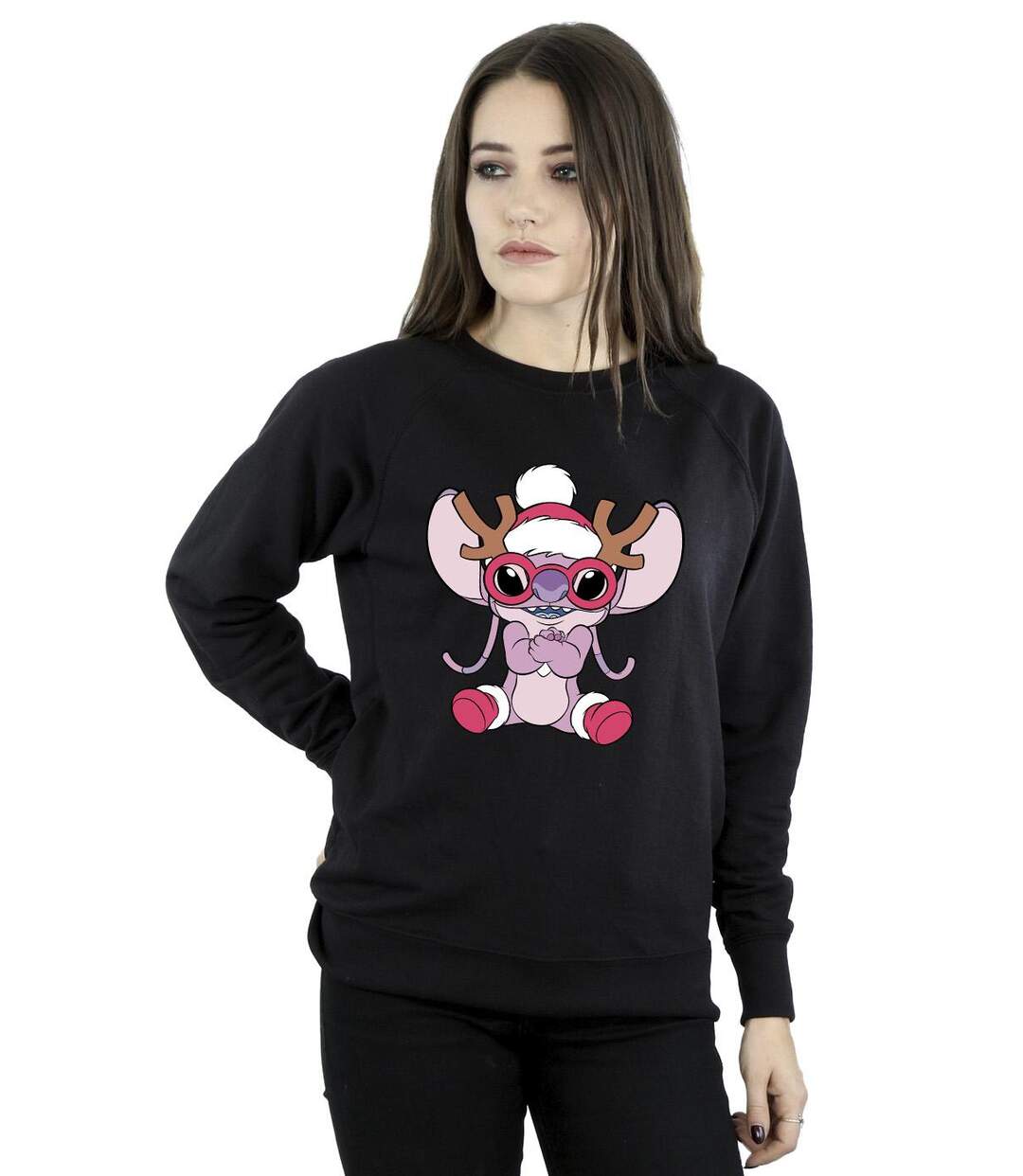 Disney Sweat Femme/Ladies Lilo & Stitch Angel Reindeer Sweatshirt (Noir) - UTBI23040-2