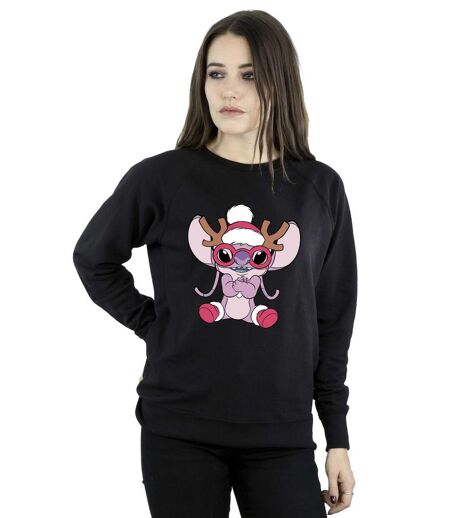 Disney Sweat Femme/Ladies Lilo & Stitch Angel Reindeer Sweatshirt (Noir) - UTBI23040